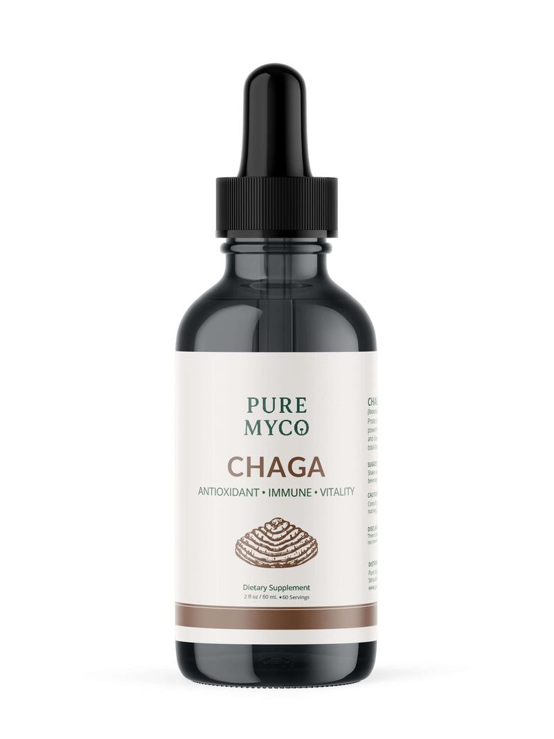 Load image into Gallery viewer, Pure Myco Chaga mushroom tincture, antioxidant and immune support supplement for vitality.

