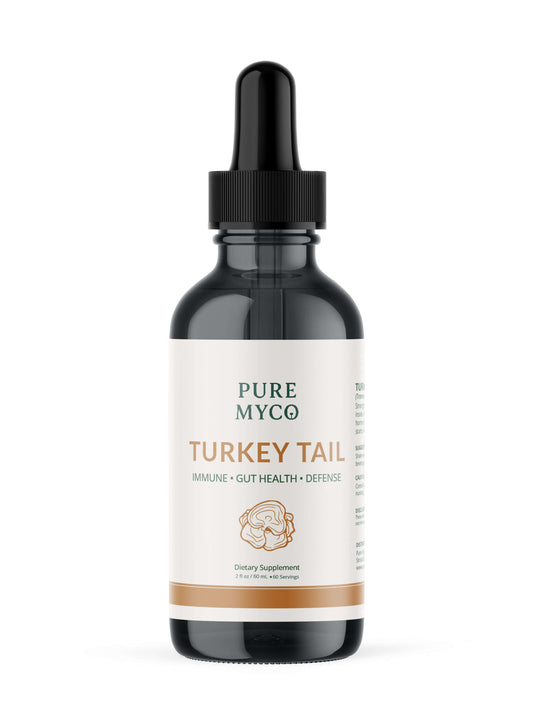 Pure Myco Turkey Tail mushroom tincture for immune and gut health support.